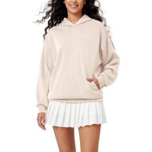 image:imageODODOS Womens Modal Soft Oversized Hoodies Long Sleeve Hooded Sweatshirts Pullover Top with Kangaroo PocketBeige