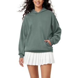 image:imageODODOS Womens Modal Soft Oversized Hoodies Long Sleeve Hooded Sweatshirts Pullover Top with Kangaroo PocketSlate Green