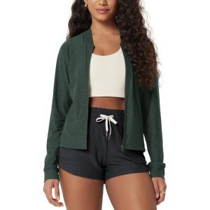 image:imageODODOS Womens Performance Full Zip Track Jacket Ultra Soft odSTRATUM Tech UPF 50 Stand Collar Athletic Top with PocketsAspen Heather