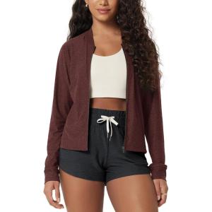 image:imageODODOS Womens Performance Full Zip Track Jacket Ultra Soft odSTRATUM Tech UPF 50 Stand Collar Athletic Top with PocketsJava Heather