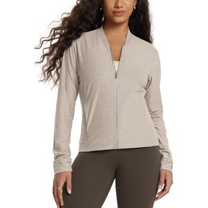 image:imageODODOS Womens Performance Full Zip Track Jacket Ultra Soft odSTRATUM Tech UPF 50 Stand Collar Athletic Top with PocketsMocha Heather