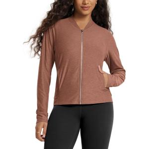 image:imageODODOS Womens Performance Full Zip Track Jacket Ultra Soft odSTRATUM Tech UPF 50 Stand Collar Athletic Top with PocketsTamarind Heather
