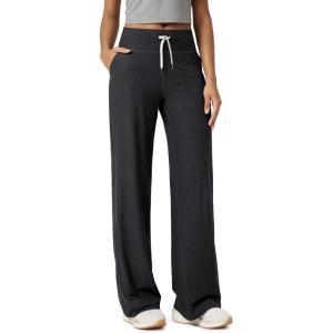 image:imageODODOS Womens HighRise Wide Leg Pants  Ultra Soft odSTRATUM Tech Drawstring Casual Relaxed Pants with Pockets 29 InseamBlack Heather