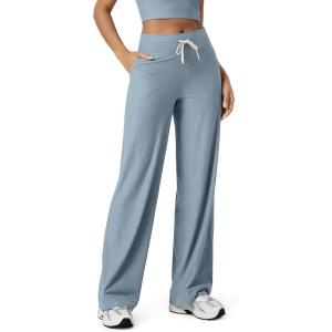 image:imageODODOS Womens HighRise Wide Leg Pants  Ultra Soft odSTRATUM Tech Drawstring Casual Relaxed Pants with Pockets 29 InseamDusty Blue Heather