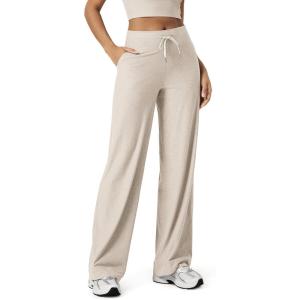 image:imageODODOS Womens HighRise Wide Leg Pants  Ultra Soft odSTRATUM Tech Drawstring Casual Relaxed Pants with Pockets 29 InseamEcru Heather