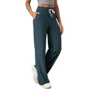 image:imageODODOS Womens HighRise Wide Leg Pants  Ultra Soft odSTRATUM Tech Drawstring Casual Relaxed Pants with Pockets 29 InseamNavy Heather