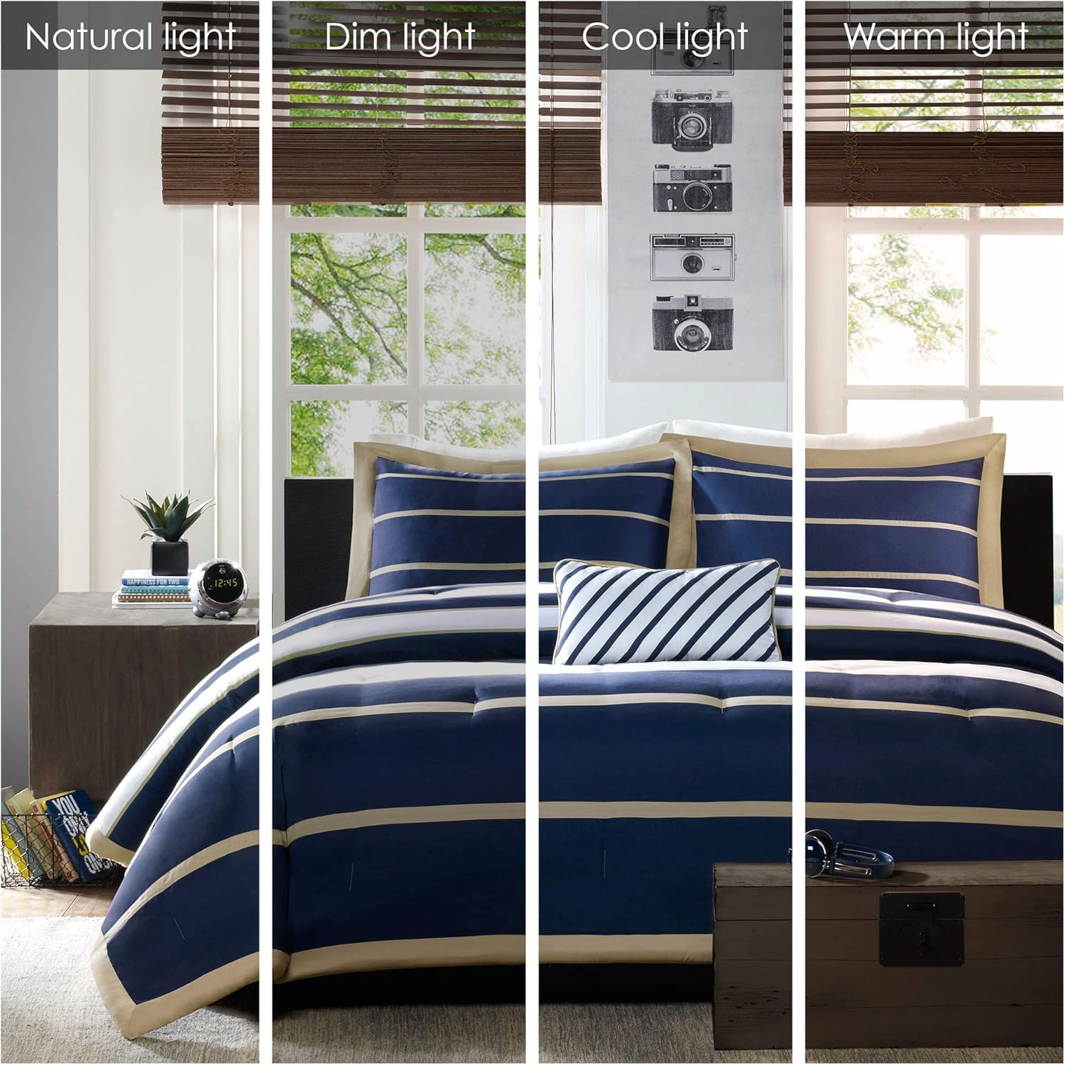 Comfort Spaces Casual Comforter Set Sporty Design Vibrant Color Active Lifestyle Boys Bedroom Dcor All Season Soft Microfiber Bedding Set Decorative Pillow Sham BlackRed Queen 4 PieceBlueWhite