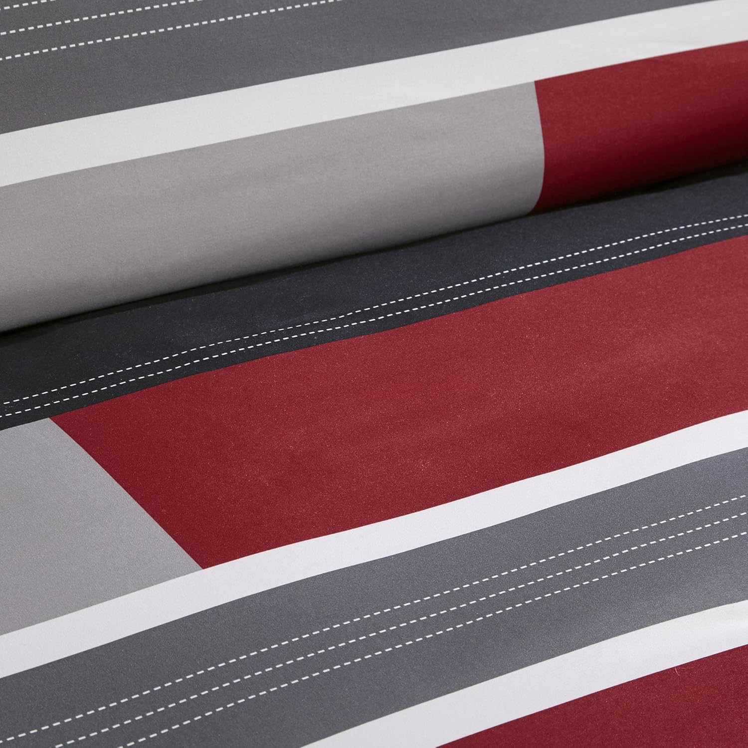 Comfort Spaces Casual Comforter Set Sporty Design Vibrant Color Active Lifestyle Boys Bedroom Dcor All Season Soft Microfiber Bedding Set Decorative Pillow Sham BlackRed Queen 4 PieceStripe BlackRed