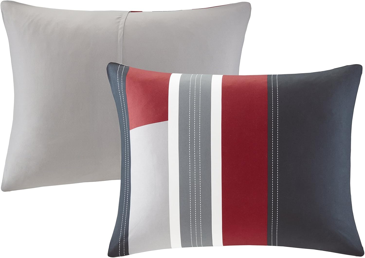 Comfort Spaces Casual Comforter Set Sporty Design Vibrant Color Active Lifestyle Boys Bedroom Dcor All Season Soft Microfiber Bedding Set Decorative Pillow Sham BlackRed Queen 4 PieceStripe BlackRed