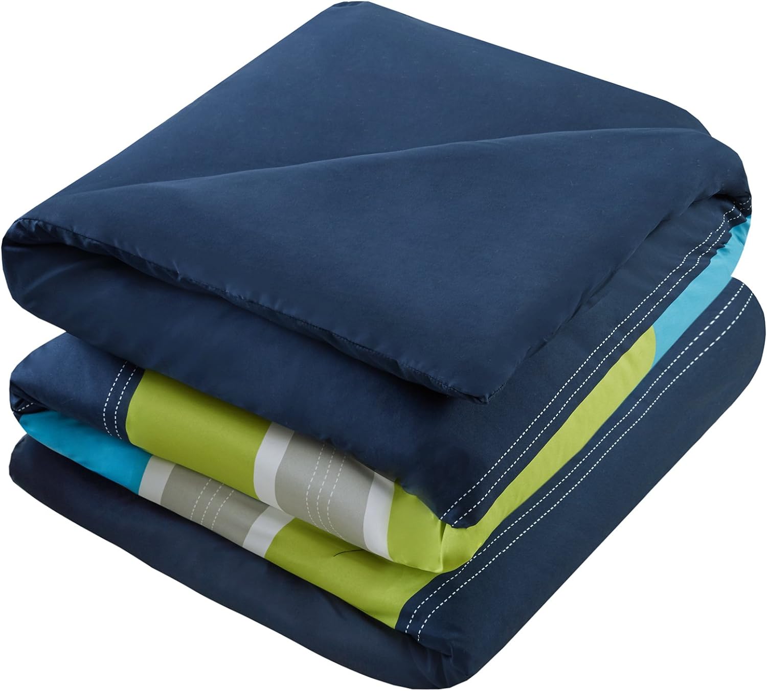 Comfort Spaces Casual Comforter Set Sporty Design Vibrant Color Active Lifestyle Boys Bedroom Dcor All Season Soft Microfiber Bedding Set Decorative Pillow Sham BlackRed Queen 4 PieceStripe NavyBlue