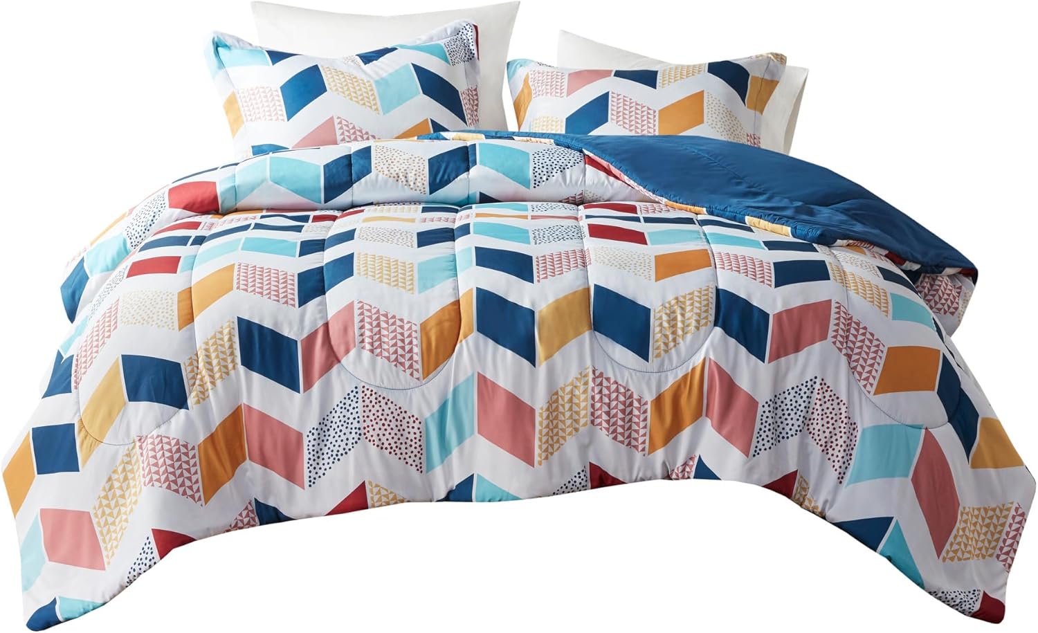 Comfort Spaces Casual Comforter Set Sporty Design Vibrant Color Active Lifestyle Boys Bedroom Dcor All Season Soft Microfiber Bedding Set Decorative Pillow Sham BlackRed Queen 4 PieceMultiAqua