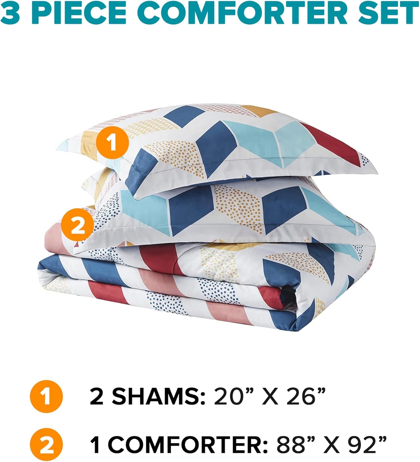 Comfort Spaces Casual Comforter Set Sporty Design Vibrant Color Active Lifestyle Boys Bedroom Dcor All Season Soft Microfiber Bedding Set Decorative Pillow Sham BlackRed Queen 4 PieceMultiAqua