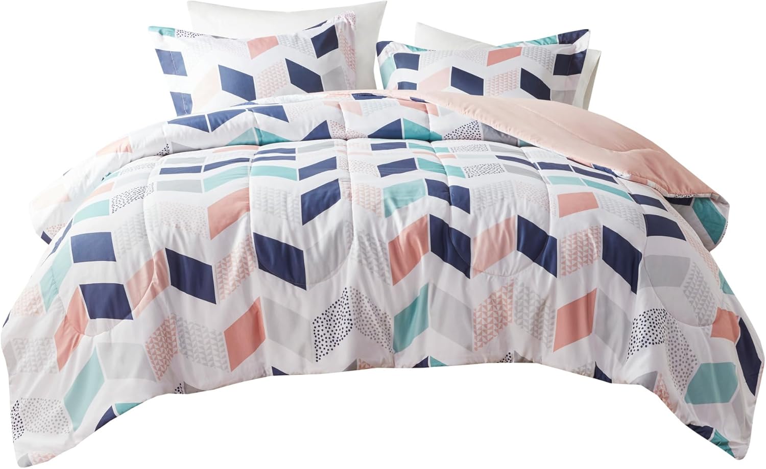 Comfort Spaces Casual Comforter Set Sporty Design Vibrant Color Active Lifestyle Boys Bedroom Dcor All Season Soft Microfiber Bedding Set Decorative Pillow Sham BlackRed Queen 4 PieceMultiBlush