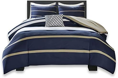 Comfort Spaces Casual Comforter Set Sporty Design Vibrant Color Active Lifestyle Boys Bedroom Dcor All Season Soft Microfiber Bedding Set Decorative Pillow Sham BlackRed Queen 4 PieceBlueWhite