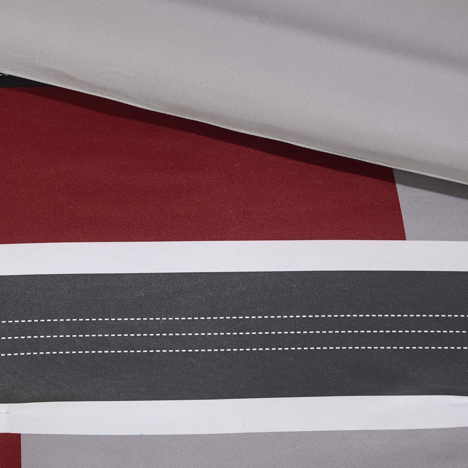 Comfort Spaces Casual Comforter Set Sporty Design Vibrant Color Active Lifestyle Boys Bedroom Dcor All Season Soft Microfiber Bedding Set Decorative Pillow Sham BlackRed Queen 4 PieceStripe BlackRed