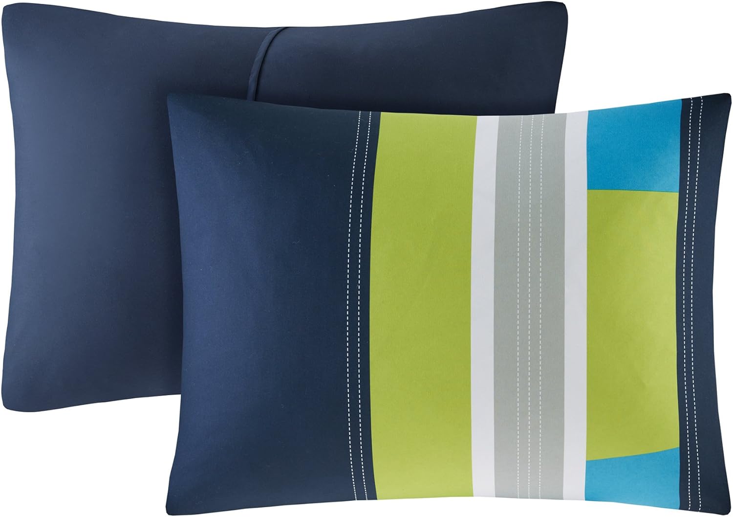 Comfort Spaces Casual Comforter Set Sporty Design Vibrant Color Active Lifestyle Boys Bedroom Dcor All Season Soft Microfiber Bedding Set Decorative Pillow Sham BlackRed Queen 4 PieceStripe NavyBlue