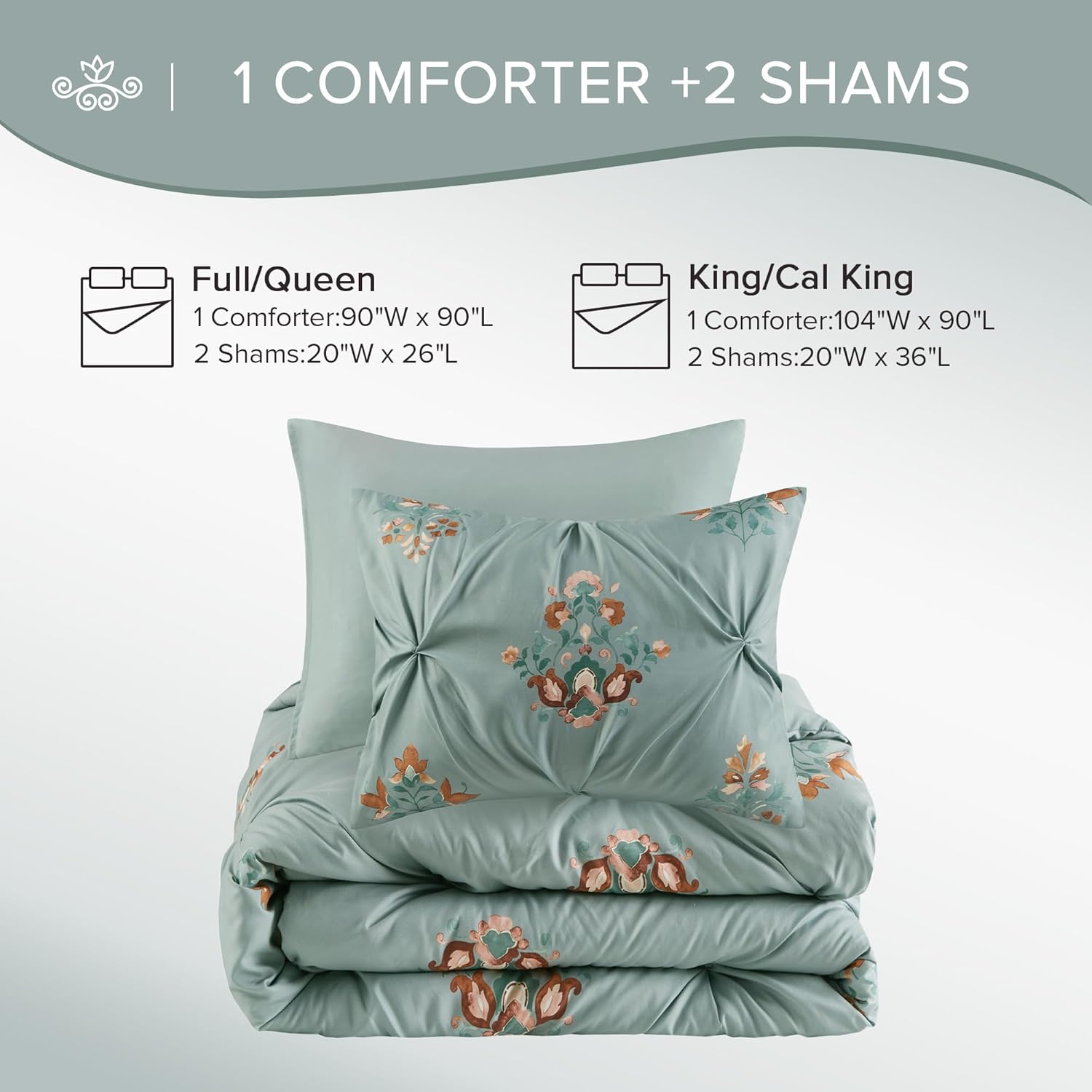 Comfort Spaces Purple Queen Comforter Set  3 Pieces Pintuck Tufted Vintage Floral Bedding Set Queen All Seasons SkinFriendly Lightweight ampamp Soft Microfiber Queen Bed Set Shams Misha FullQueenGreen