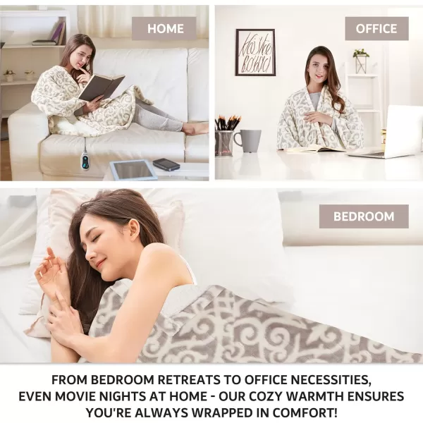 Beautyrest Ultra Soft Sherpa Berber Fleece Electric Poncho Wrap Blanket Heated Throw with Auto Shutoff 50 in x 64 in Grey LatticeGrey Lattice