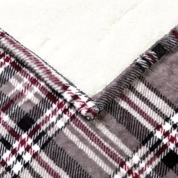 Beautyrest Ultra Soft Sherpa Berber Fleece Electric Poncho Wrap Blanket Heated Throw with Auto Shutoff 50 in x 64 in Grey LatticeGrey Plaid
