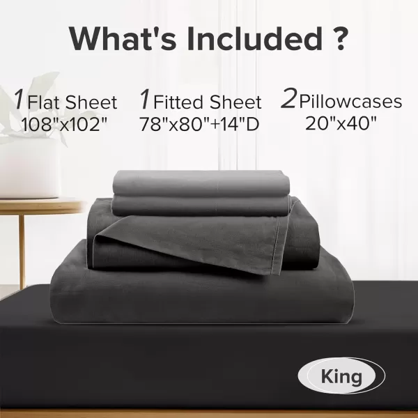 Comfort Spaces 100 Cotton Sheets Queen Breathable ampamp Soft Cotton Sheets Naturally Cool Cotton Bed Sheets with 14quot Elastic Pocket Fits up to 16quot Mattress All Seasons Sheet Set Sage Green 4 PieceBlack