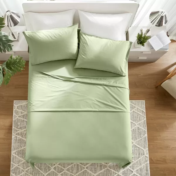 Comfort Spaces 100 Cotton Sheets Queen Breathable ampamp Soft Cotton Sheets Naturally Cool Cotton Bed Sheets with 14quot Elastic Pocket Fits up to 16quot Mattress All Seasons Sheet Set Sage Green 4 PieceSage Green