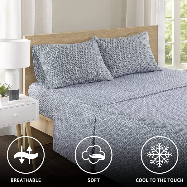Comfort Spaces 100 Cotton Sheets Queen Breathable ampamp Soft Cotton Sheets Naturally Cool Cotton Bed Sheets with 14quot Elastic Pocket Fits up to 16quot Mattress All Seasons Sheet Set Sage Green 4 PieceDiamond Blue