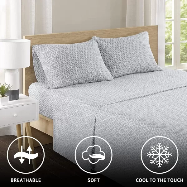 Comfort Spaces 100 Cotton Sheets Queen Breathable ampamp Soft Cotton Sheets Naturally Cool Cotton Bed Sheets with 14quot Elastic Pocket Fits up to 16quot Mattress All Seasons Sheet Set Sage Green 4 PieceDiamond Grey