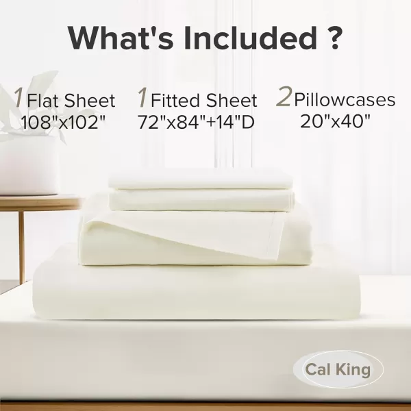 Comfort Spaces 100 Cotton Sheets Queen Breathable ampamp Soft Cotton Sheets Naturally Cool Cotton Bed Sheets with 14quot Elastic Pocket Fits up to 16quot Mattress All Seasons Sheet Set Sage Green 4 PieceIvory