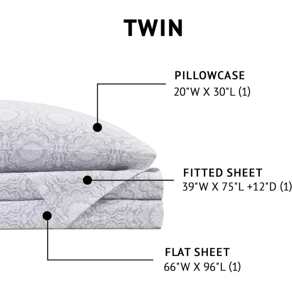 Comfort Spaces 100 Cotton Sheets Queen Breathable ampamp Soft Cotton Sheets Naturally Cool Cotton Bed Sheets with 14quot Elastic Pocket Fits up to 16quot Mattress All Seasons Sheet Set Sage Green 4 PieceAdelia Gray