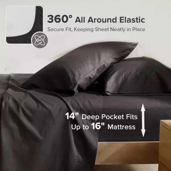 Comfort Spaces 100 Cotton Sheets Queen Breathable ampamp Soft Cotton Sheets Naturally Cool Cotton Bed Sheets with 14quot Elastic Pocket Fits up to 16quot Mattress All Seasons Sheet Set Sage Green 4 PieceBlack