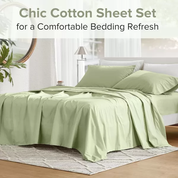 Comfort Spaces 100 Cotton Sheets Queen Breathable ampamp Soft Cotton Sheets Naturally Cool Cotton Bed Sheets with 14quot Elastic Pocket Fits up to 16quot Mattress All Seasons Sheet Set Sage Green 4 PieceSage Green