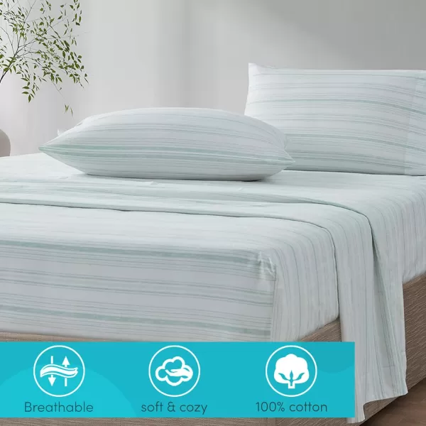 Comfort Spaces 100 Cotton Sheets Queen Breathable ampamp Soft Cotton Sheets Naturally Cool Cotton Bed Sheets with 14quot Elastic Pocket Fits up to 16quot Mattress All Seasons Sheet Set Sage Green 4 PieceGood Vibes