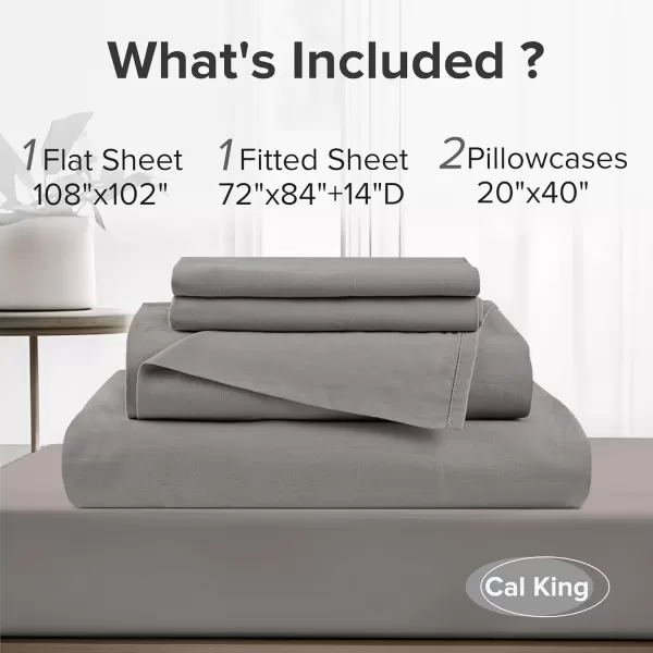Comfort Spaces 100 Cotton Sheets Queen Breathable ampamp Soft Cotton Sheets Naturally Cool Cotton Bed Sheets with 14quot Elastic Pocket Fits up to 16quot Mattress All Seasons Sheet Set Sage Green 4 PieceDark Gray