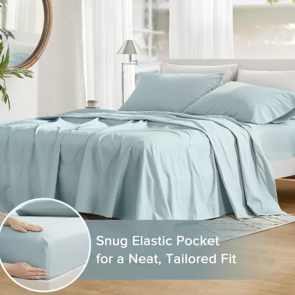 Comfort Spaces 100 Cotton Sheets Queen Breathable ampamp Soft Cotton Sheets Naturally Cool Cotton Bed Sheets with 14quot Elastic Pocket Fits up to 16quot Mattress All Seasons Sheet Set Sage Green 4 PieceLight Blue