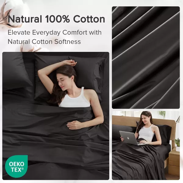 Comfort Spaces 100 Cotton Sheets Queen Breathable ampamp Soft Cotton Sheets Naturally Cool Cotton Bed Sheets with 14quot Elastic Pocket Fits up to 16quot Mattress All Seasons Sheet Set Sage Green 4 PieceBlack