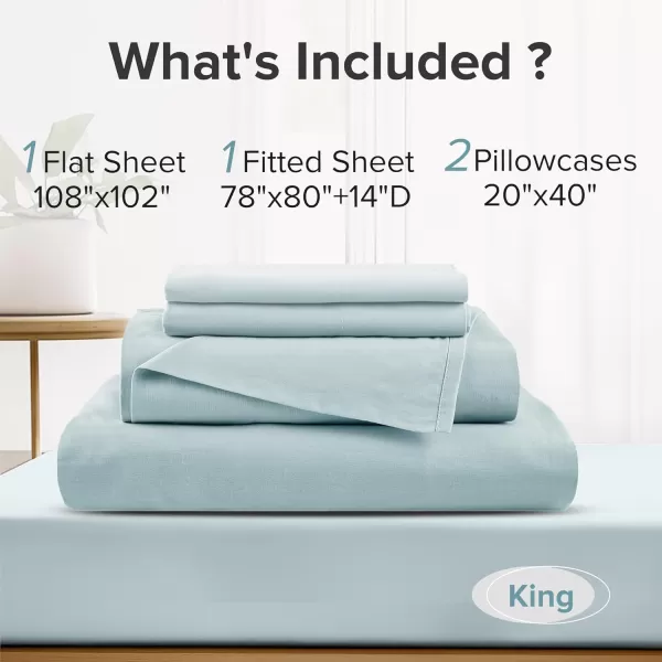 Comfort Spaces 100 Cotton Sheets Queen Breathable ampamp Soft Cotton Sheets Naturally Cool Cotton Bed Sheets with 14quot Elastic Pocket Fits up to 16quot Mattress All Seasons Sheet Set Sage Green 4 PieceLight Blue