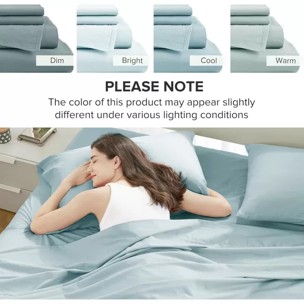 Comfort Spaces 100 Cotton Sheets Queen Breathable ampamp Soft Cotton Sheets Naturally Cool Cotton Bed Sheets with 14quot Elastic Pocket Fits up to 16quot Mattress All Seasons Sheet Set Sage Green 4 PieceLight Blue