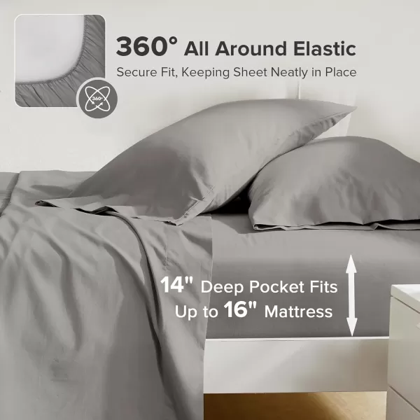 Comfort Spaces 100 Cotton Sheets Queen Breathable ampamp Soft Cotton Sheets Naturally Cool Cotton Bed Sheets with 14quot Elastic Pocket Fits up to 16quot Mattress All Seasons Sheet Set Sage Green 4 PieceDark Gray