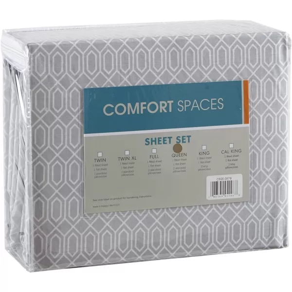 Comfort Spaces 100 Cotton Sheets Queen Breathable ampamp Soft Cotton Sheets Naturally Cool Cotton Bed Sheets with 14quot Elastic Pocket Fits up to 16quot Mattress All Seasons Sheet Set Sage Green 4 PieceDiamond Grey