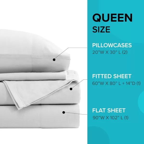 Comfort Spaces 100 Cotton Sheets Queen Breathable ampamp Soft Cotton Sheets Naturally Cool Cotton Bed Sheets with 14quot Elastic Pocket Fits up to 16quot Mattress All Seasons Sheet Set Sage Green 4 PieceWhite