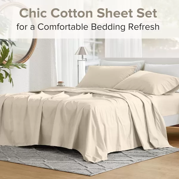 Comfort Spaces 100 Cotton Sheets Queen Breathable ampamp Soft Cotton Sheets Naturally Cool Cotton Bed Sheets with 14quot Elastic Pocket Fits up to 16quot Mattress All Seasons Sheet Set Sage Green 4 PieceCream