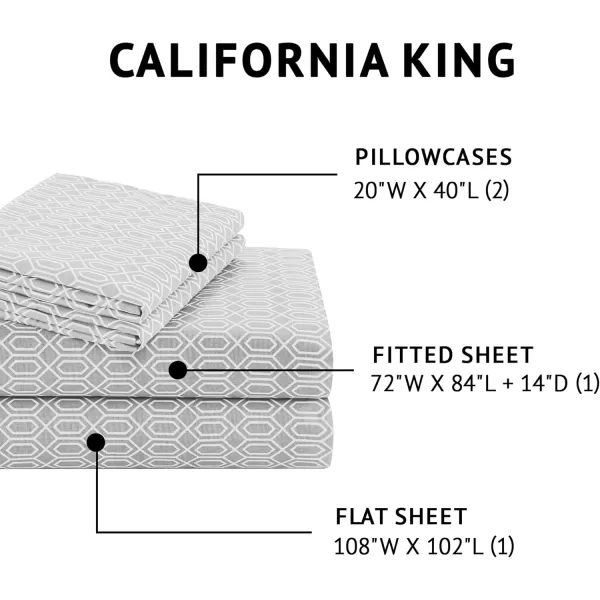 Comfort Spaces 100 Cotton Sheets Queen Breathable ampamp Soft Cotton Sheets Naturally Cool Cotton Bed Sheets with 14quot Elastic Pocket Fits up to 16quot Mattress All Seasons Sheet Set Sage Green 4 PieceDiamond Grey