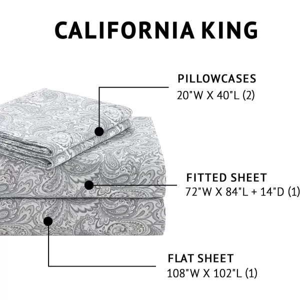 Comfort Spaces 100 Cotton Sheets Queen Breathable ampamp Soft Cotton Sheets Naturally Cool Cotton Bed Sheets with 14quot Elastic Pocket Fits up to 16quot Mattress All Seasons Sheet Set Sage Green 4 PiecePaisley Multi