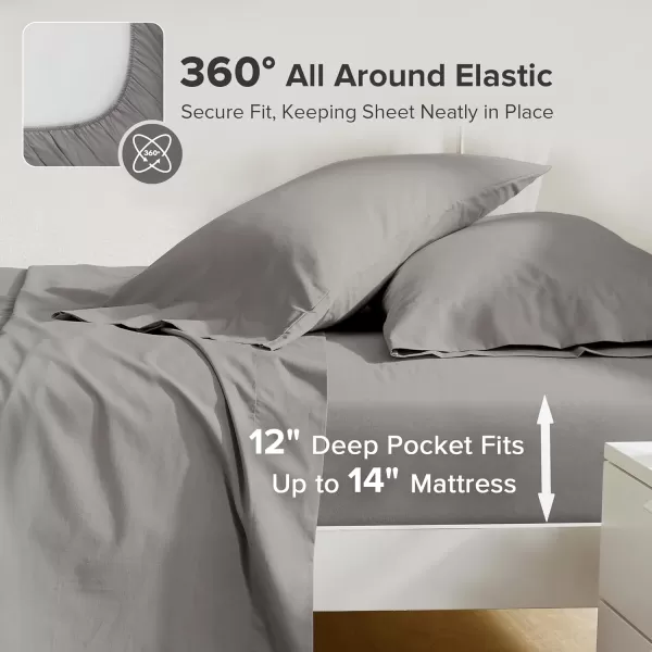 Comfort Spaces 100 Cotton Sheets Queen Breathable ampamp Soft Cotton Sheets Naturally Cool Cotton Bed Sheets with 14quot Elastic Pocket Fits up to 16quot Mattress All Seasons Sheet Set Sage Green 4 PieceDark Gray