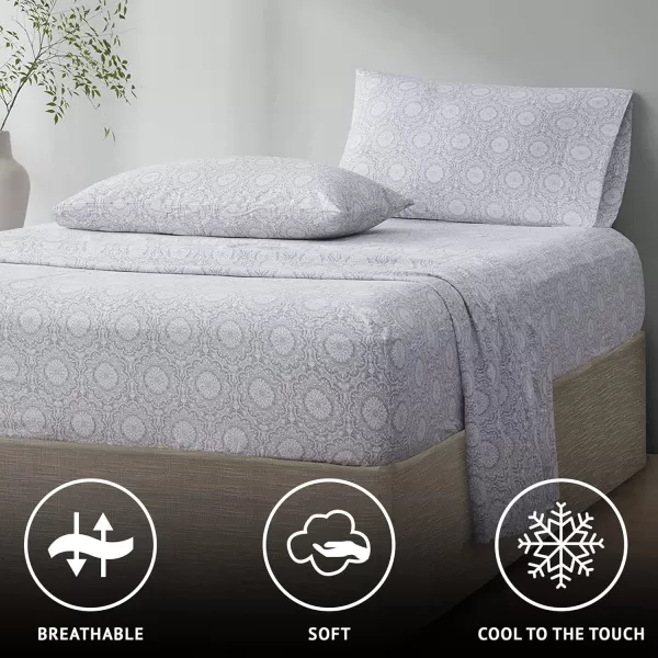 Comfort Spaces 100 Cotton Sheets Queen Breathable ampamp Soft Cotton Sheets Naturally Cool Cotton Bed Sheets with 14quot Elastic Pocket Fits up to 16quot Mattress All Seasons Sheet Set Sage Green 4 PieceAdelia Gray