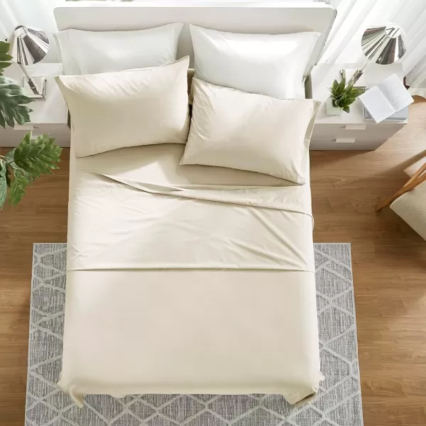 Comfort Spaces 100 Cotton Sheets Queen Breathable ampamp Soft Cotton Sheets Naturally Cool Cotton Bed Sheets with 14quot Elastic Pocket Fits up to 16quot Mattress All Seasons Sheet Set Sage Green 4 PieceCream