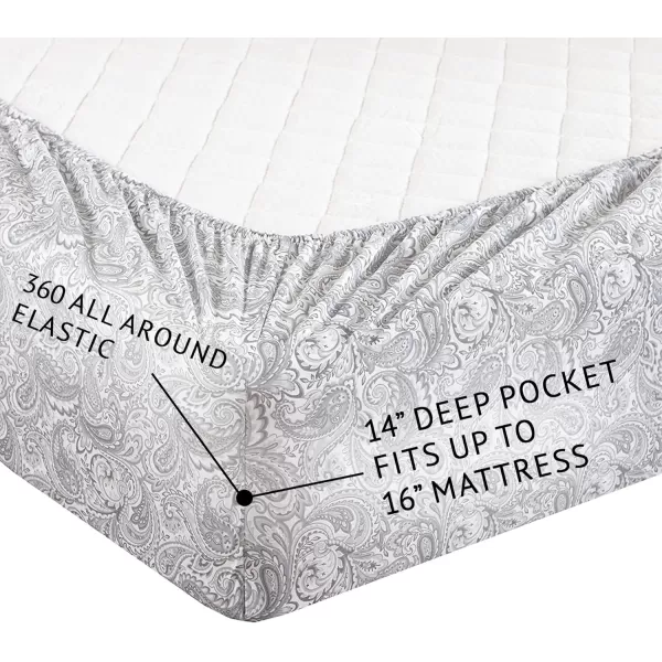 Comfort Spaces 100 Cotton Sheets Queen Breathable ampamp Soft Cotton Sheets Naturally Cool Cotton Bed Sheets with 14quot Elastic Pocket Fits up to 16quot Mattress All Seasons Sheet Set Sage Green 4 PiecePaisley Multi