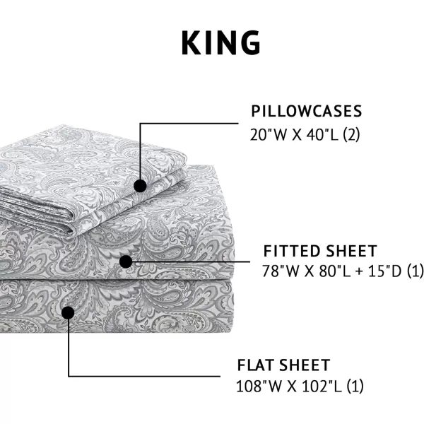 Comfort Spaces 100 Cotton Sheets Queen Breathable ampamp Soft Cotton Sheets Naturally Cool Cotton Bed Sheets with 14quot Elastic Pocket Fits up to 16quot Mattress All Seasons Sheet Set Sage Green 4 PiecePaisley Multi