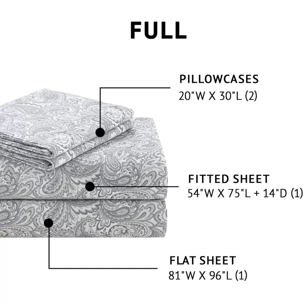 Comfort Spaces 100 Cotton Sheets Queen Breathable ampamp Soft Cotton Sheets Naturally Cool Cotton Bed Sheets with 14quot Elastic Pocket Fits up to 16quot Mattress All Seasons Sheet Set Sage Green 4 PiecePaisley Multi