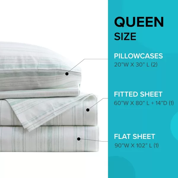 Comfort Spaces 100 Cotton Sheets Queen Breathable ampamp Soft Cotton Sheets Naturally Cool Cotton Bed Sheets with 14quot Elastic Pocket Fits up to 16quot Mattress All Seasons Sheet Set Sage Green 4 PieceGood Vibes